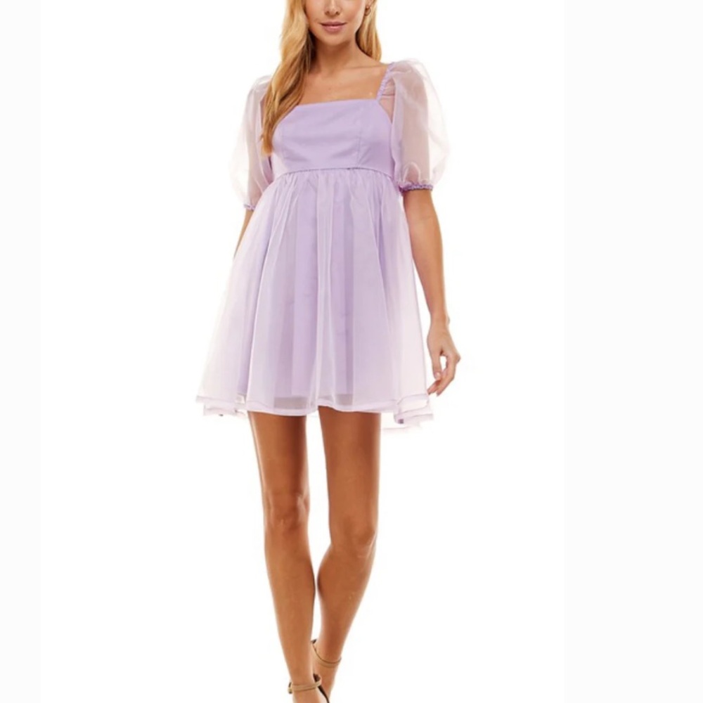 Women’s Lavender Puff Sleeve Mini Dress - Small